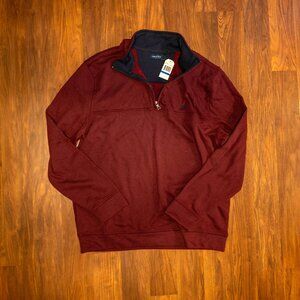 Nautica Men’s Quarter-Zip Pullover Sweatshirt Burgundy XL NWT